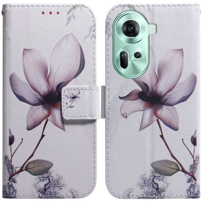 Flip Cover Oppo Reno 11 5g Lyserød Blomst