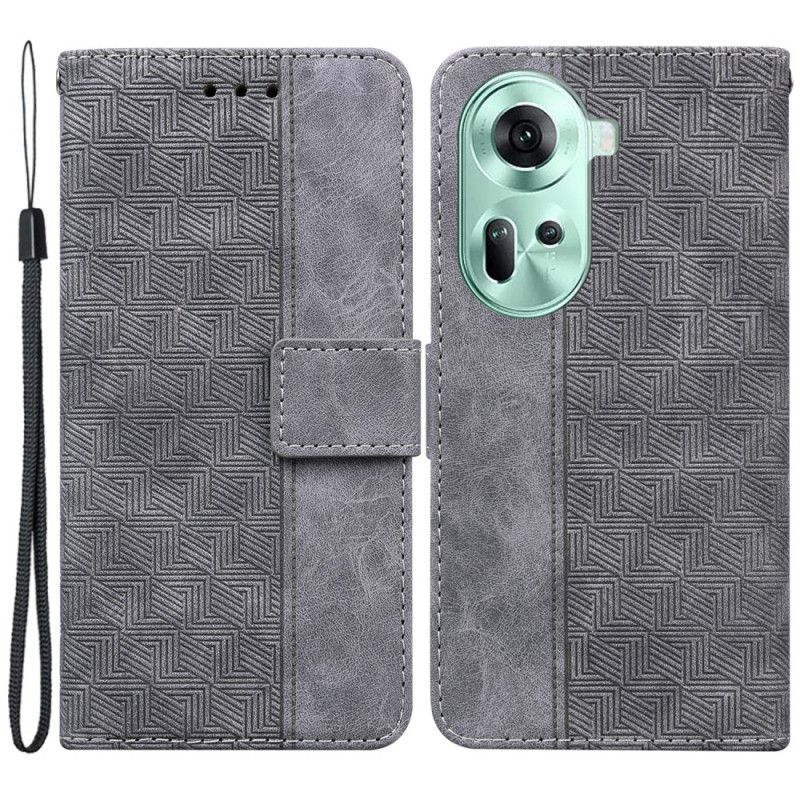 Flip Cover Oppo Reno 11 5g Strappy Vævet Mønster