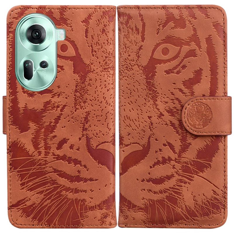 Læder Cover Oppo Reno 11 5g Tiger Footprint