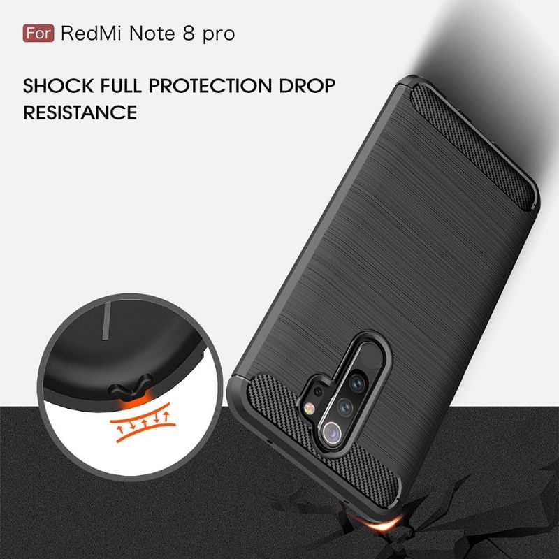 Cover Xiaomi Redmi Note 8 Pro Hemming Carbon Børstet Gel