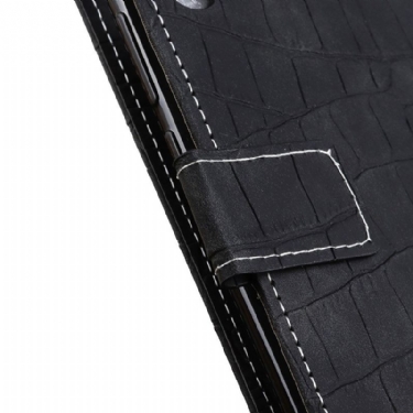 Flip Cover Xiaomi Redmi Note 8 Pro Hemming Croc-effekt I Kunstlæder