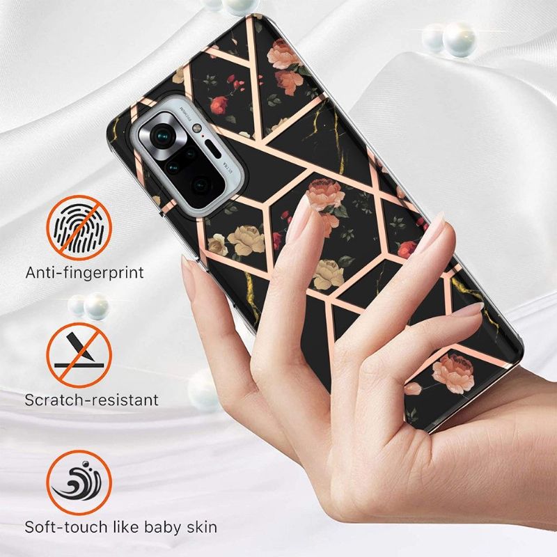 Cover Xiaomi Redmi Note 10 Pro Anti-fald Marmor Og Blomster