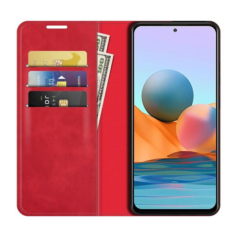 Etui Xiaomi Redmi Note 10 Pro Stativ I Imiteret Læder