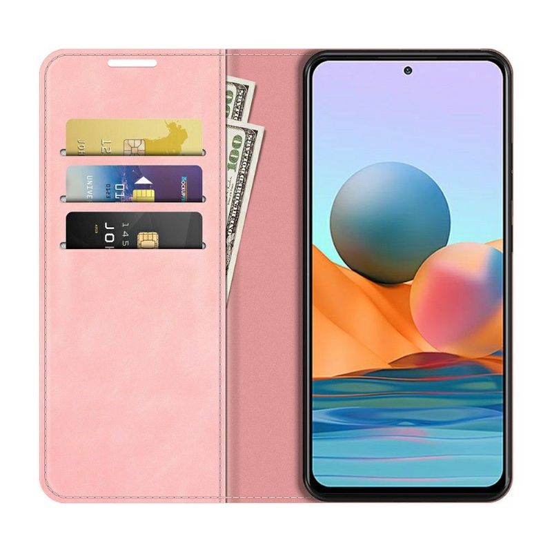 Etui Xiaomi Redmi Note 10 Pro Stativ I Imiteret Læder