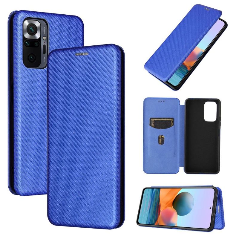 Flip Cover Xiaomi Redmi Note 10 Pro Anti-fald Carbon Fiber Style Imiteret Læder