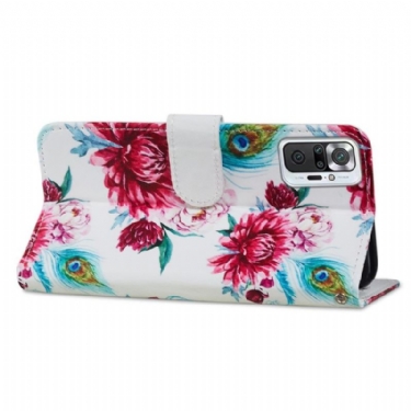 Læder Cover Xiaomi Redmi Note 10 Pro Original Påfugleblomst