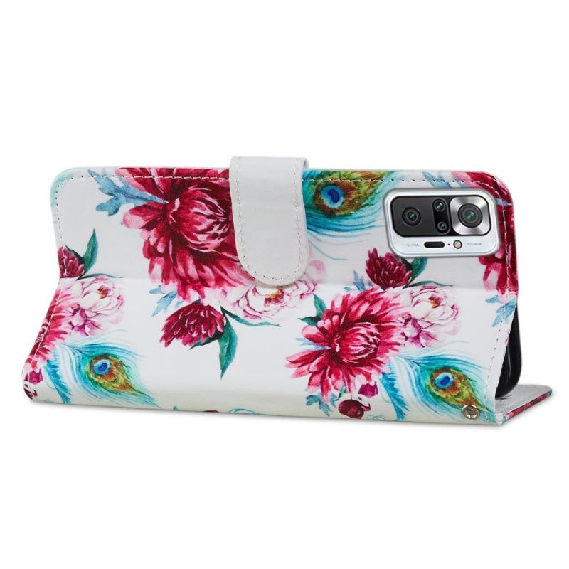 Læder Cover Xiaomi Redmi Note 10 Pro Original Påfugleblomst