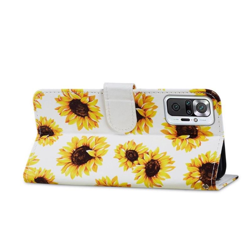 Læder Cover Xiaomi Redmi Note 10 Pro Original Solsikkeblomst