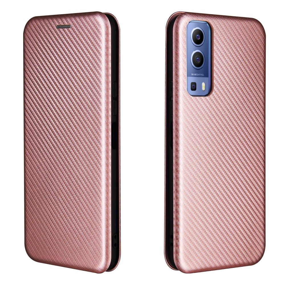 Læder Cover Vivo Y72 5G Carbon Fiber Style Kunstlæder