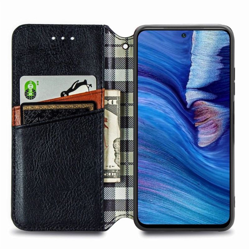 Flip Cover Xiaomi Redmi Note 10 5G / Poco M3 Pro Geometrisk Design Lædereffekt