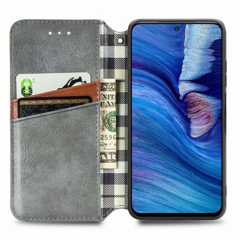 Flip Cover Xiaomi Redmi Note 10 5G / Poco M3 Pro Geometrisk Design Lædereffekt