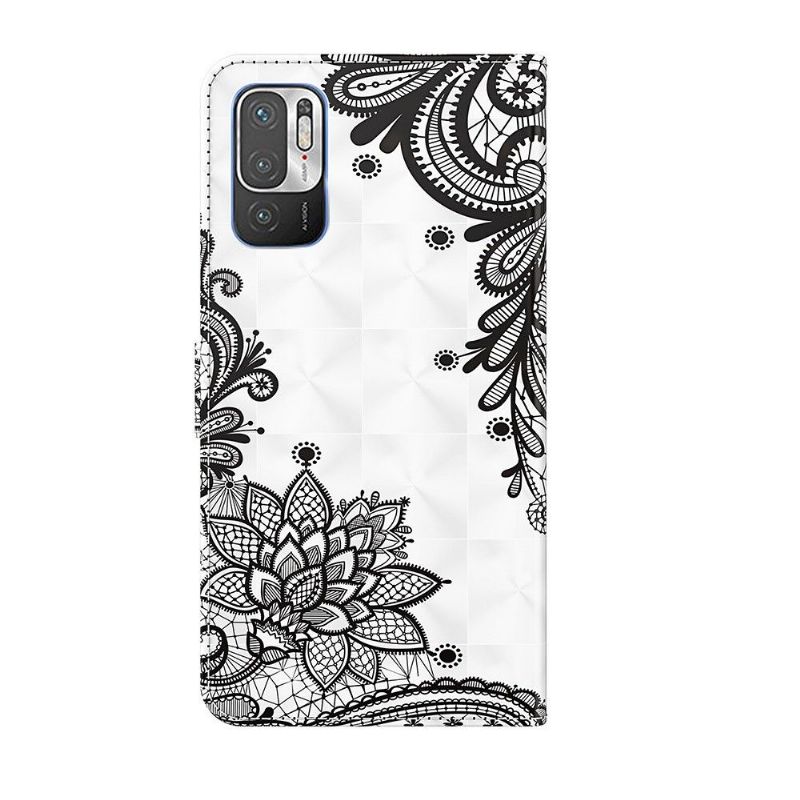 Læder Cover Xiaomi Redmi Note 10 5G / Poco M3 Pro Original Blondeblomster