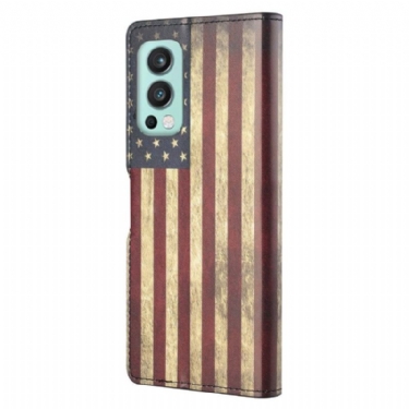Læder Cover OnePlus Nord 2 5G Vintage Amerikansk Flag