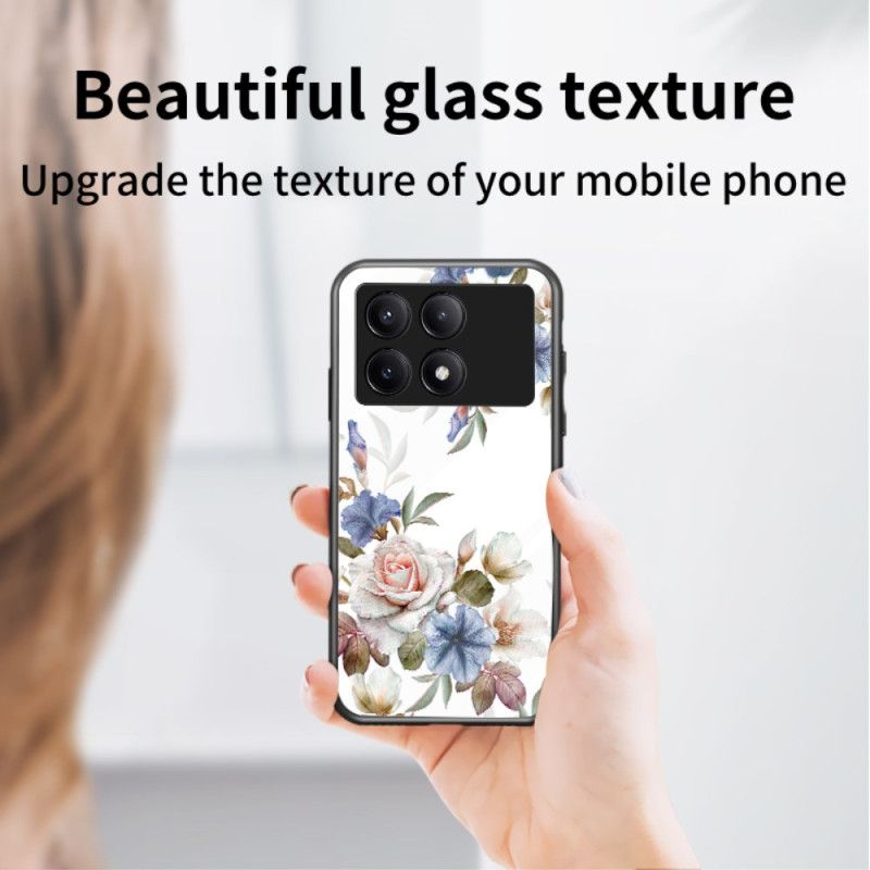 Cover Poco X6 Pro 5g Telefon Etui Blomsterring-holder Af Hærdet Glas