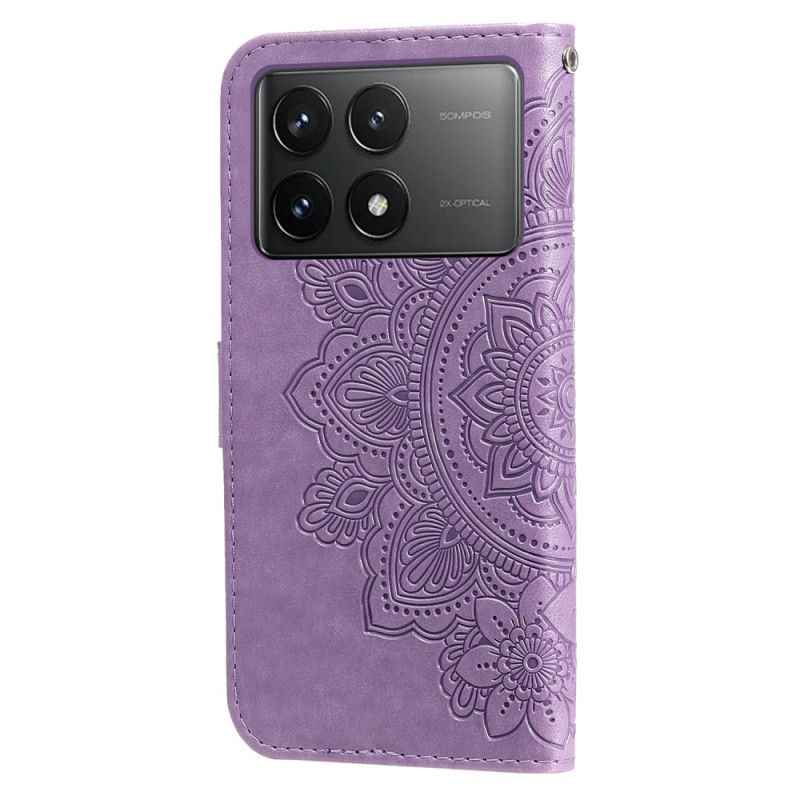 Flip Cover Poco X6 Pro 5g Blomstermønster Med Rem