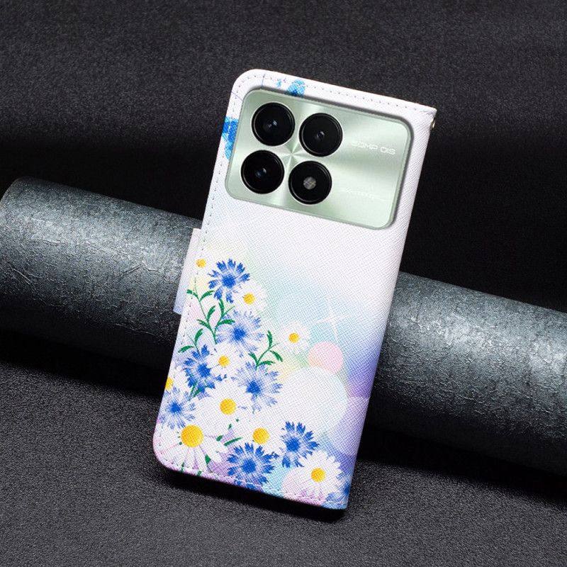 Læder Cover Poco X6 Pro 5g Telefon Etui Sommerfugl Og Blomster