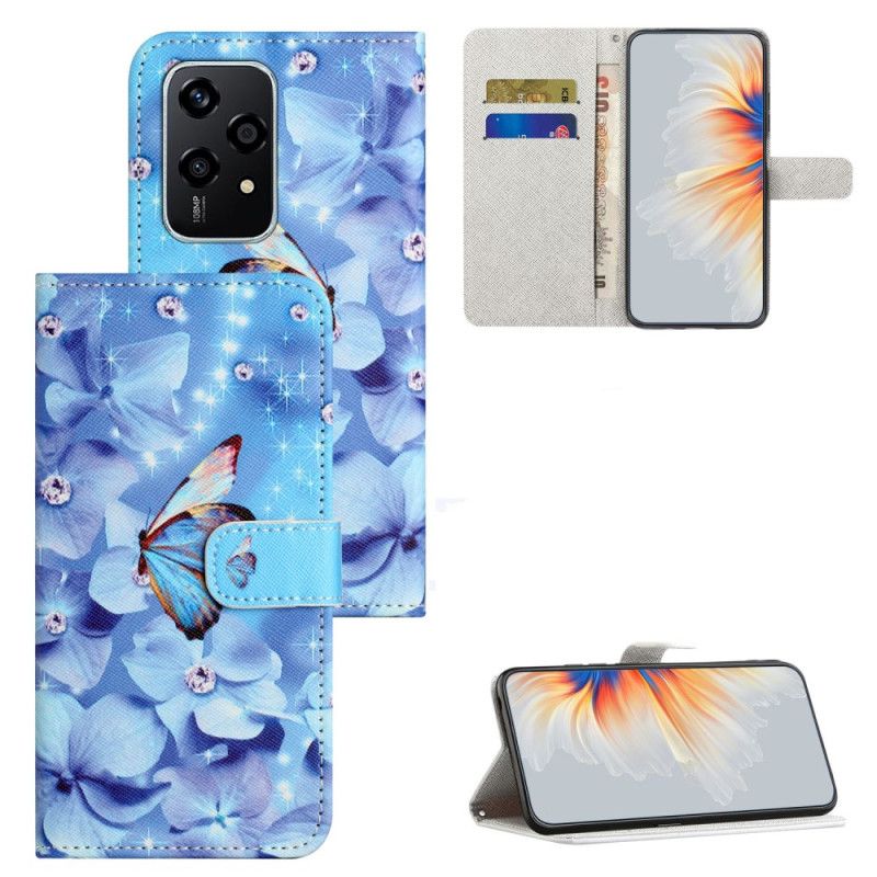 Flip Cover Honor 200 Lite Diamantsommerfugle Med Rem