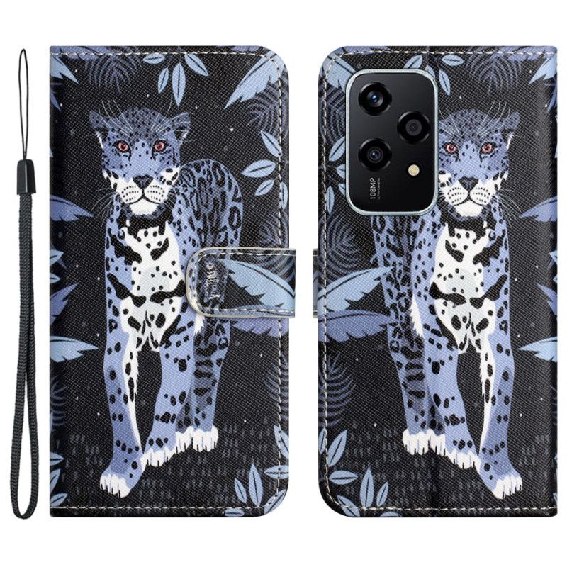 Flip Cover Honor 200 Lite Leopardmønster Med Rem