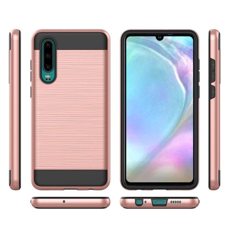 Mobilcover Huawei P30 Original Børstet Metaleffekt - Rosa Guld