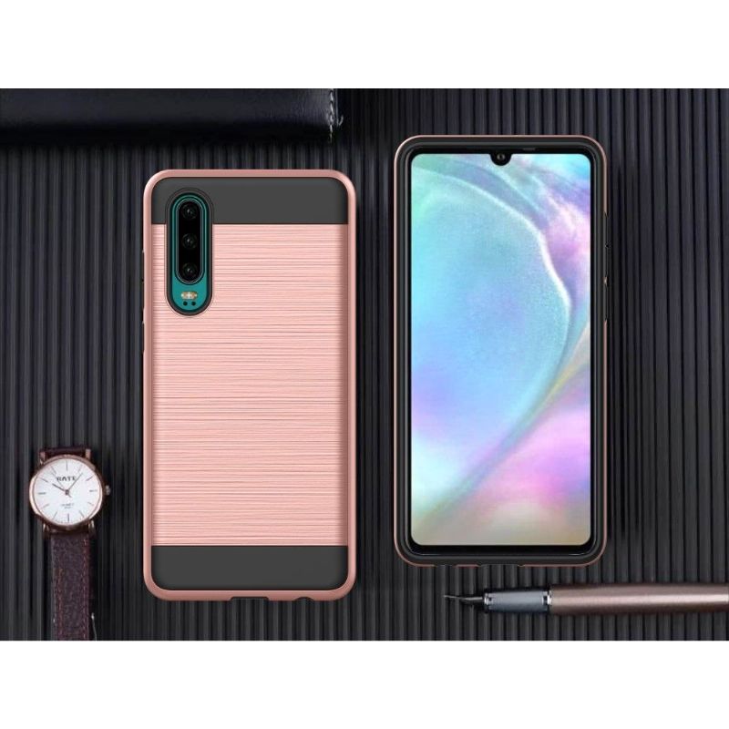 Mobilcover Huawei P30 Original Børstet Metaleffekt - Rosa Guld