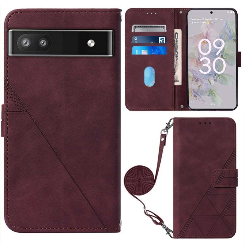 Flip Cover Google Pixel 6a Geometrisk Design Med Rem