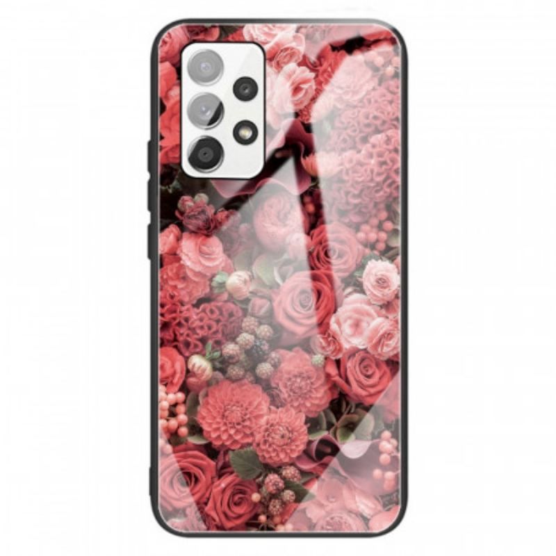 Cover Samsung Galaxy A13 Rose Blomster Hærdet Glas