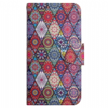 Flip Cover Samsung Galaxy A13 Patchwork Med Lanyard