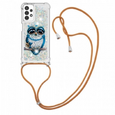 Mobilcover Samsung Galaxy A13 Med Snor Sequin Snøre Miss Owl