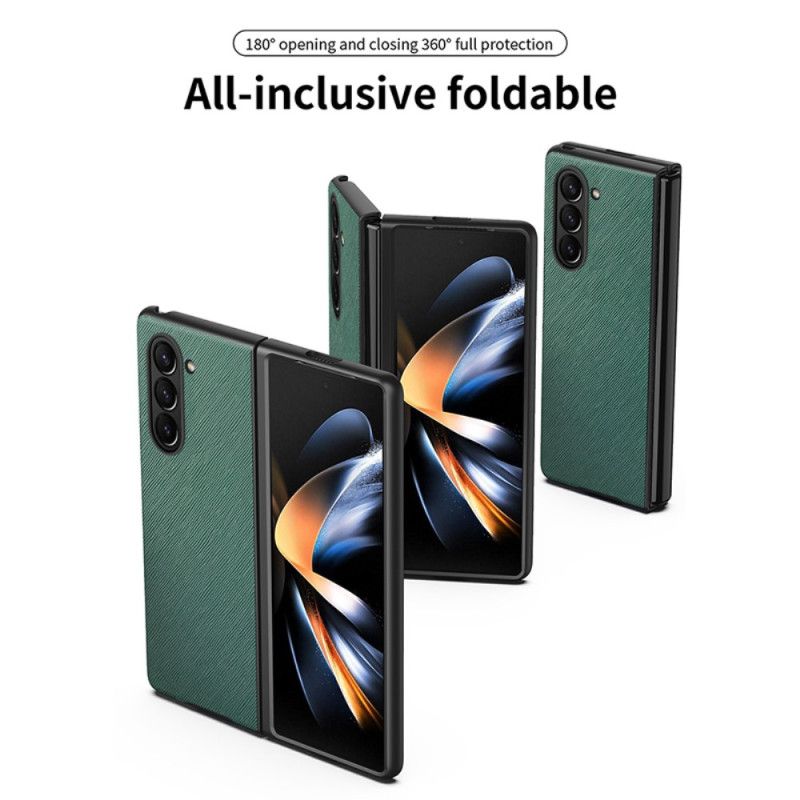 Cover Samsung Galaxy Z Fold 5 Læderstil Med Vævet Effekt