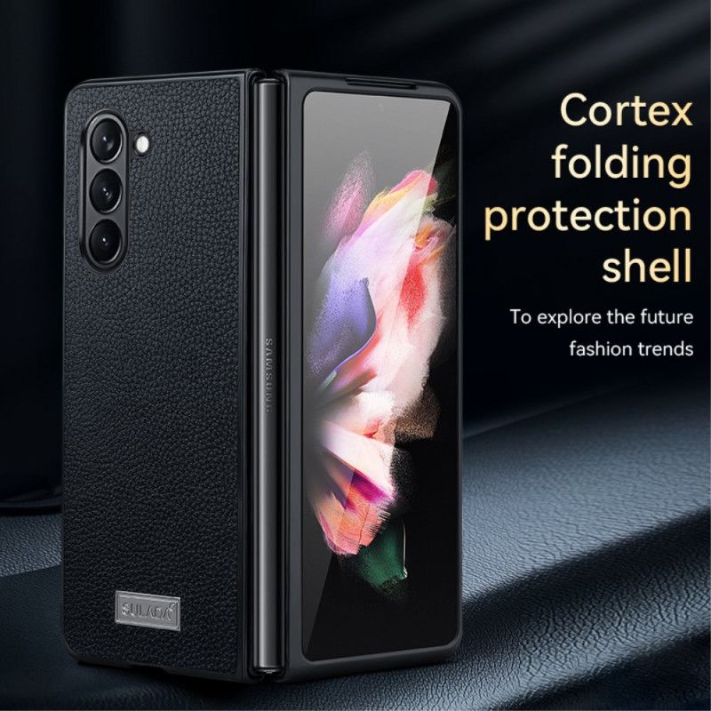 Cover Samsung Galaxy Z Fold 5 Litchi Læder Design Abeel