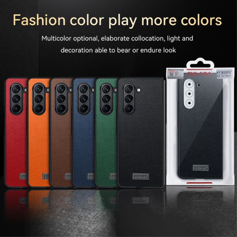 Cover Samsung Galaxy Z Fold 5 Litchi Læder Design Abeel