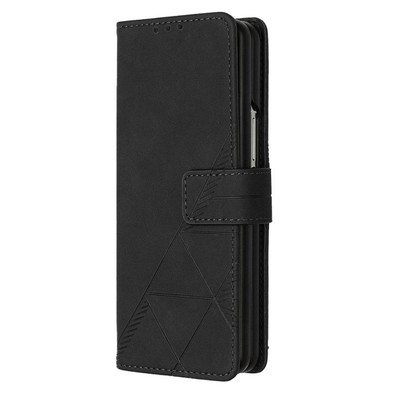 Flip Cover Til Samsung Galaxy Z Fold 5 Trekantmønster Med Skulderrem