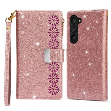 Læder Cover Samsung Galaxy Z Fold 5 Telefon Etui Pailletter Pung