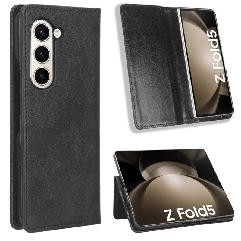 Læder Cover Samsung Galaxy Z Fold 5 Telefon Etui Retro