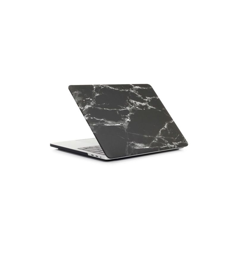 Macbook Air 13 Tommer 2018 - Marmor Print Shell - Sort/Hvid