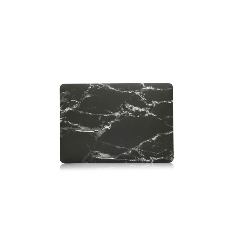 Macbook Air 13 Tommer 2018 - Marmor Print Shell - Sort/Hvid