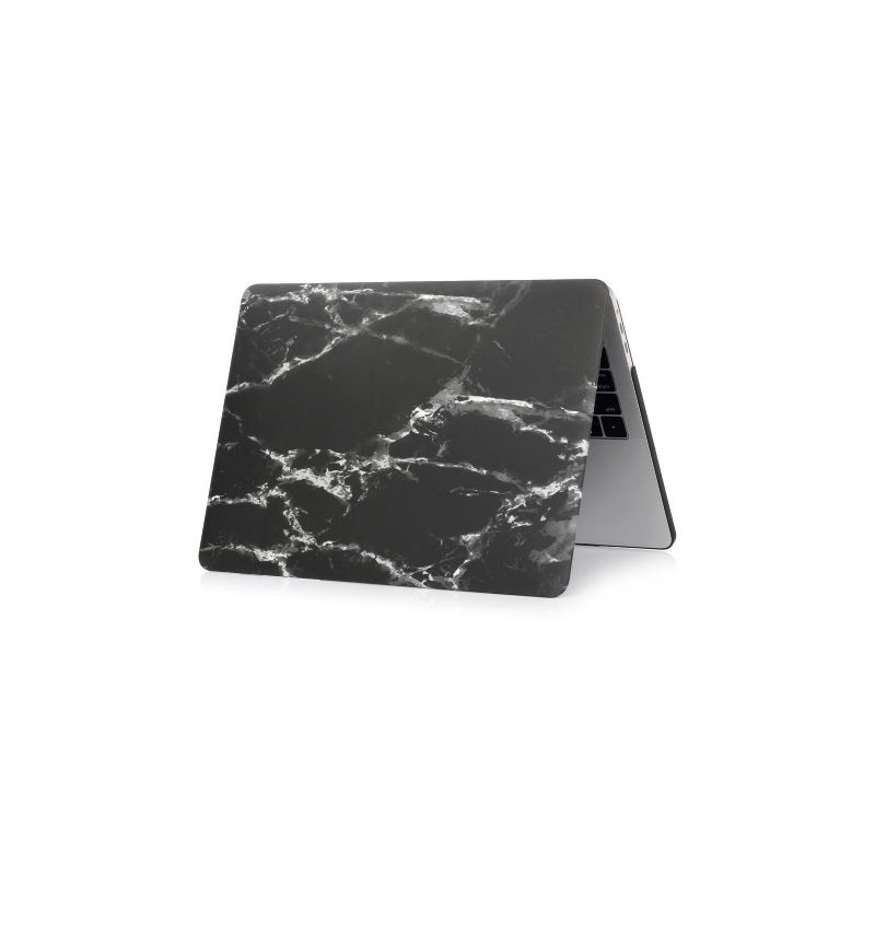 Macbook Air 13 Tommer 2018 - Marmor Print Shell - Sort/Hvid