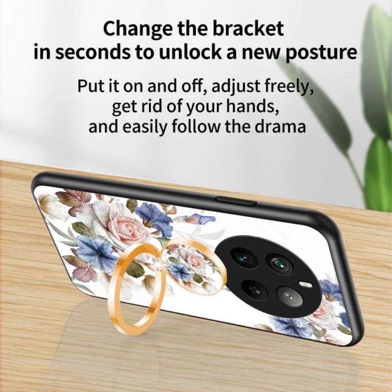 Cover Realme 12 Pro / 12 Pro Plus Blomsterring-holder Af Hærdet Glas