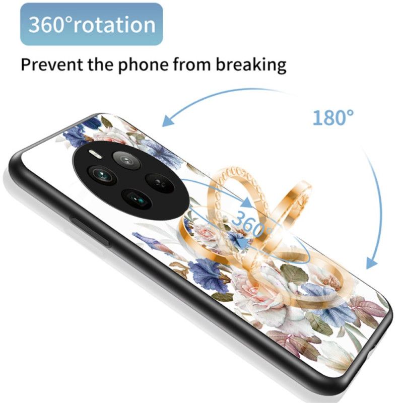 Cover Realme 12 Pro / 12 Pro Plus Blomsterring-holder Af Hærdet Glas