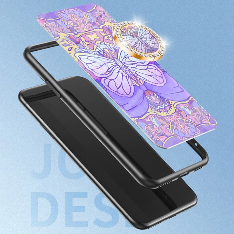 Cover Til Realme 12 Pro / 12 Pro Plus Ring-support Butterfly Series Af Hærdet Glas