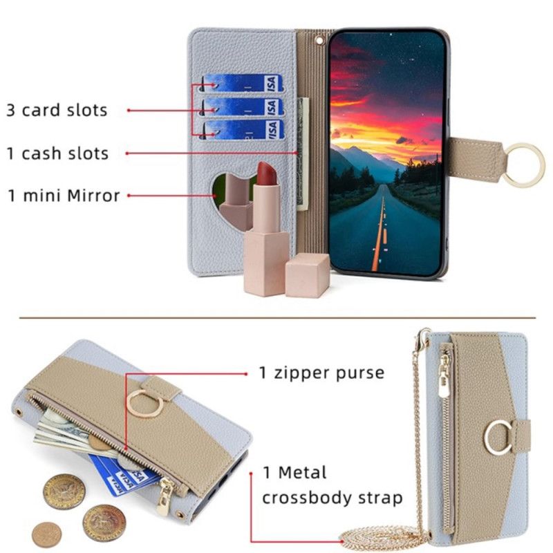 Flip Cover Realme 12 Pro / 12 Pro Plus Spejl Og Kæde