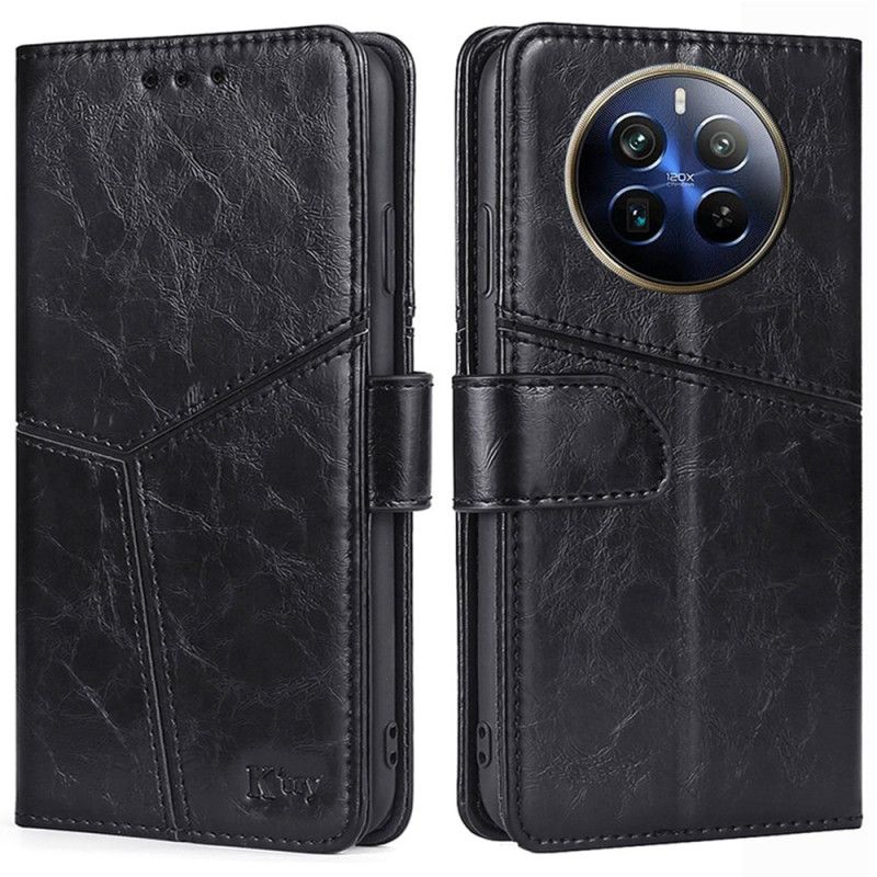 Læder Cover Realme 12 Pro / 12 Pro Plus Telefon Etui Geometrisk Design