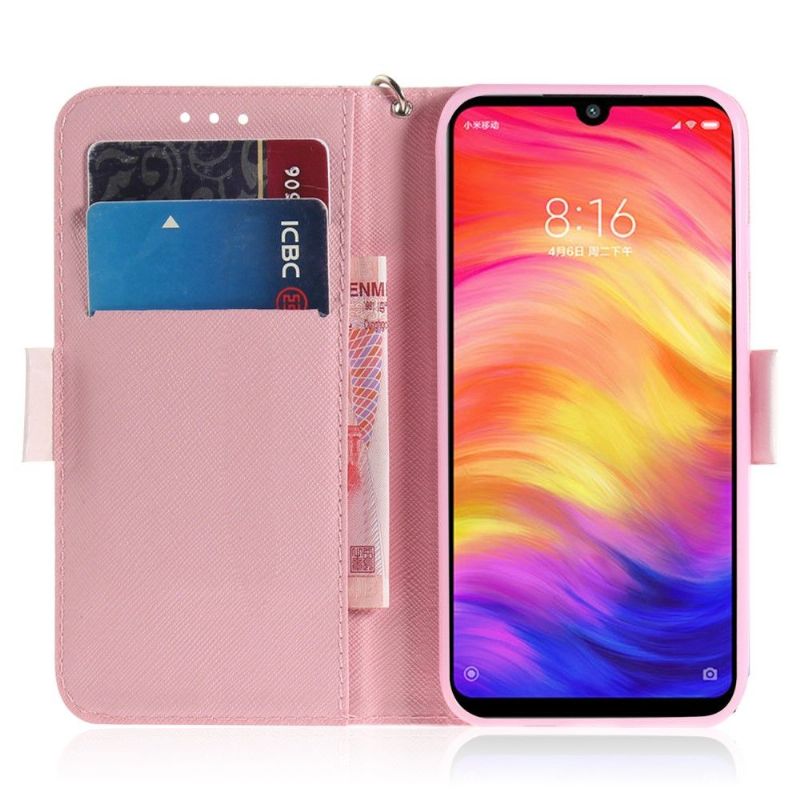 Etui Xiaomi Redmi Note 7 Anti-fald Med Snor Blomstrende Grene