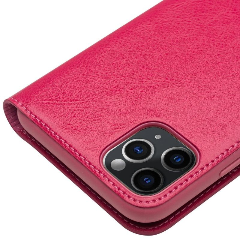 Flip Cover iPhone 11 Pro Max Klassisk Ægte Læder - Pink