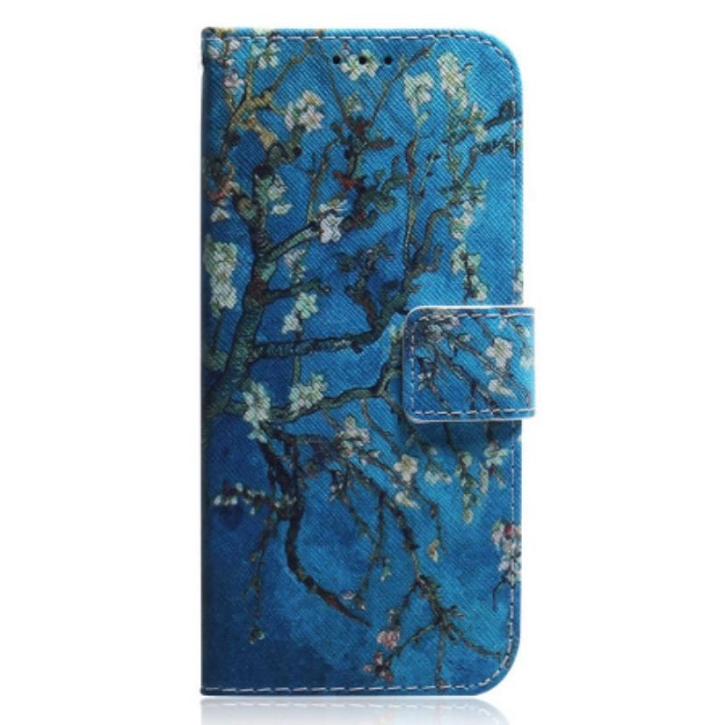 Flip Cover Xiaomi Redmi Note 12 5G Med Snor Stribede Grene Maleri