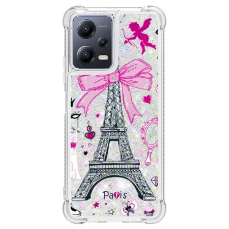 Mobilcover Xiaomi Redmi Note 12 5G Eiffeltårnets Pailletter