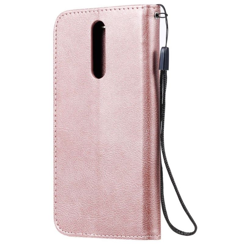 Flip Cover Xiaomi Redmi Note 8 Hemming Sylvette Imiteret Læder Med Rem