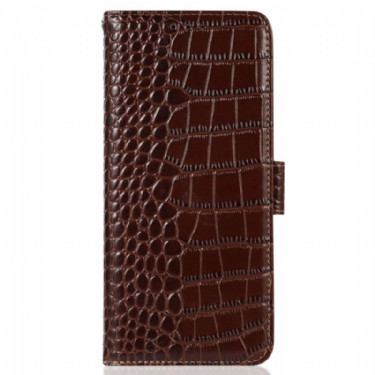 Læder Cover Moto G73 5G Crocodile Style Rfid