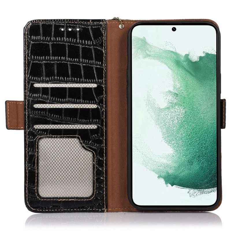 Flip Cover Samsung Galaxy M13 Ægte Læder I Croco Look