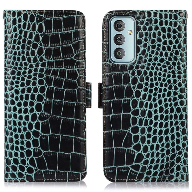 Flip Cover Samsung Galaxy M13 Ægte Læder I Croco Look